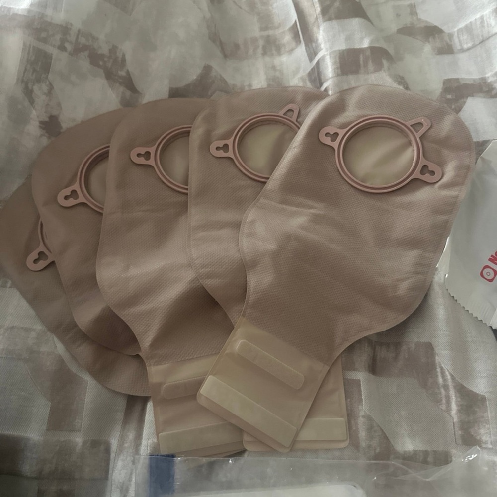 Hollister Beige Ostomy Pouches, bags, comes with wafers /rings,cleaning supplies